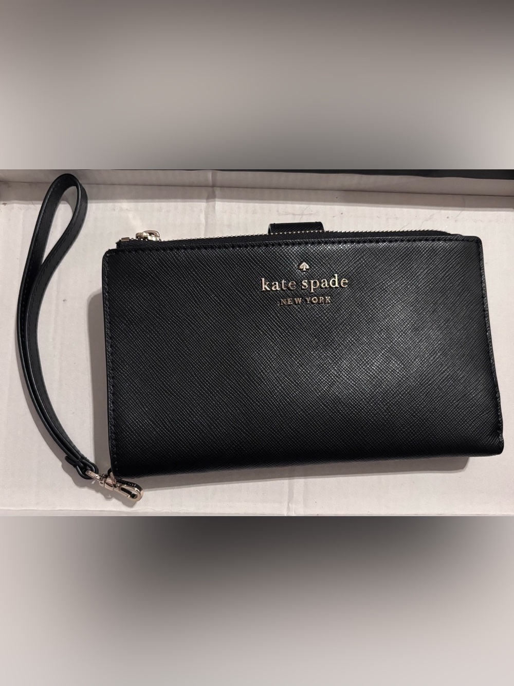 kate spade Black Saffiano Leather Wristlet Crossbody Wallet